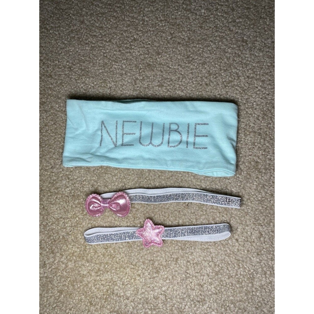 Tender Kisses Baby Girls Newbie Headband Silver Star Pink Bow Set Size 0-6M
